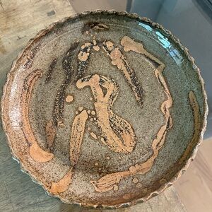 Handcrafted pottery stoneware deep Plate - Brown and Tan